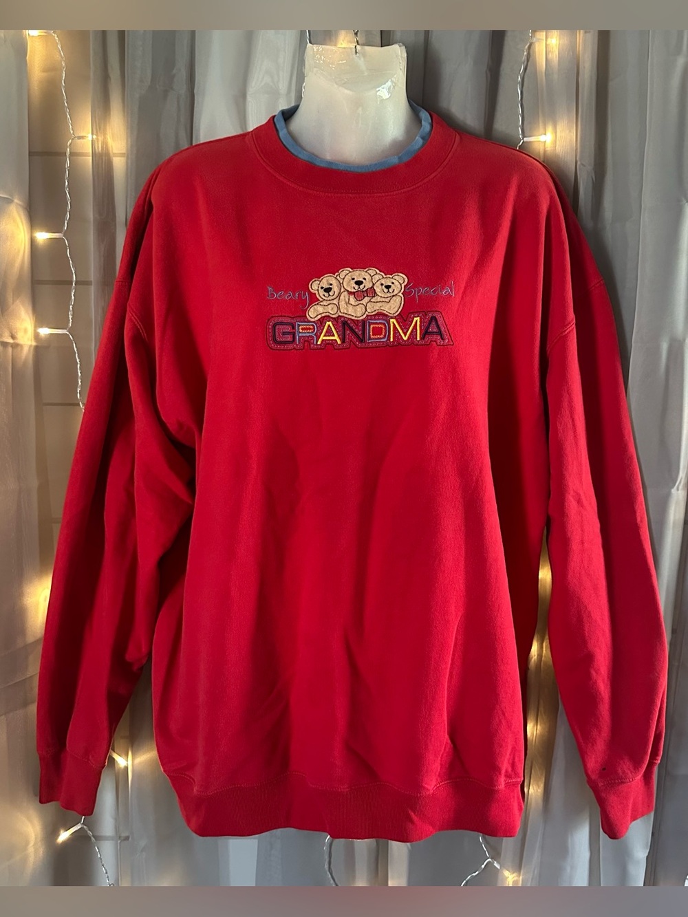 “Beary Special Grandma” vintage M&C Sportswear red crewneck sweatshirt Sz 1X